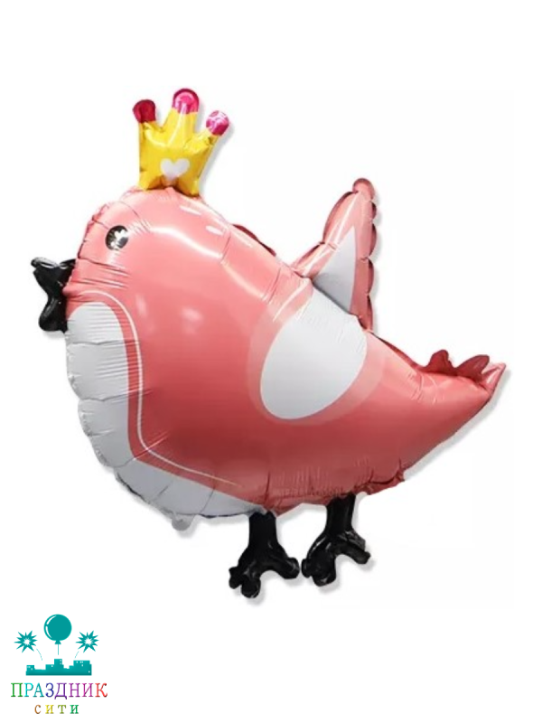 ШАР (Фольга) ФИГУРА 30 in Птичка в короне розовый