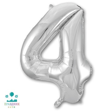 ШАР (Фольга) К ЦИФРА 4 65 in Silver