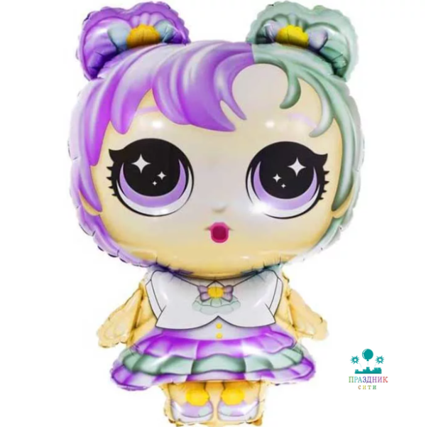 ШАР (Фольга) ФИГУРА 32 in Модная кукла (разноцветные локоны )