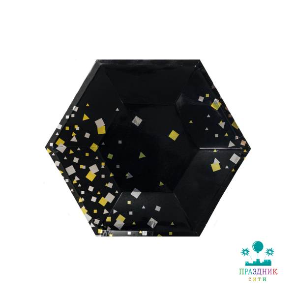 ТАРЕЛКА Конфетти Party черная  25см 6шт