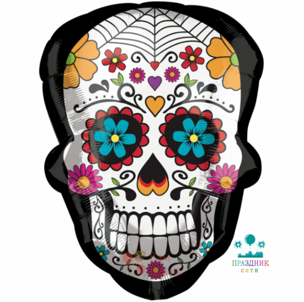 ШАР (Фольга) А ФИГУРА 90 in Череп День Мертвых