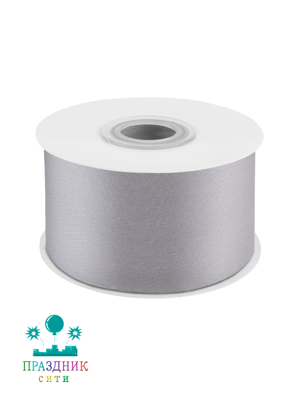 ЛЕНТА атлас 3,8 см серебро