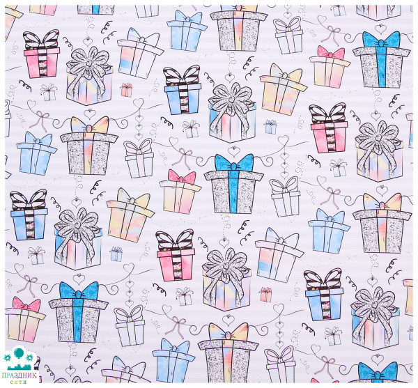 БУМАГА Подарочки, глянцевая, 70 × 100 см