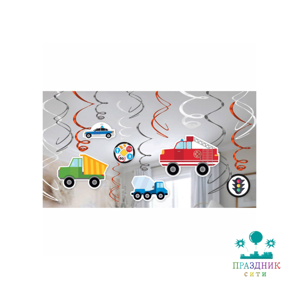 СПИРАЛЬ Машинки 60см 12шт