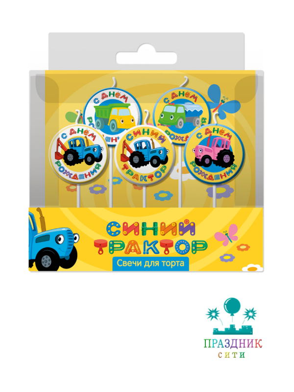 СВЕЧА д/торта Синий трактор 5шт