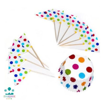 ТАРТАЛЕТКА + топпер Горошек 48шт