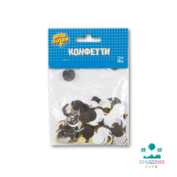 КОНФЕТТИ Круги тишью,фол Золот/Чер 10гр