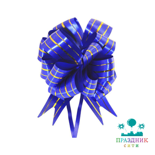 БАНТ ШАР 3см, золотые линии, синий