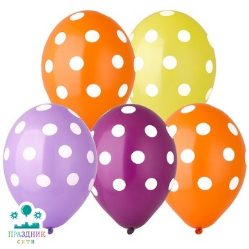НАБОР ШАРОВ 12" Шелкогр Горошек 5шт