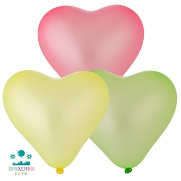 ШАР (латекс) Сердце 10" Неон ассорти