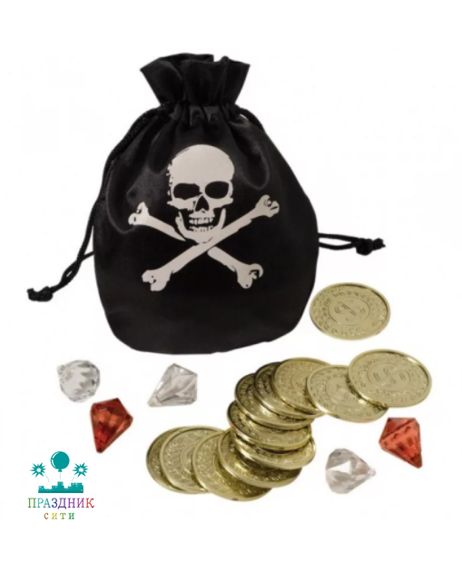 МЕШОК ПИРАТА с монетами и камнями
