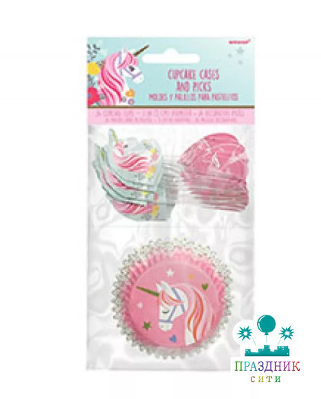 ТАРТАЛЕТКА + топпер Единорог Нежный 48шт