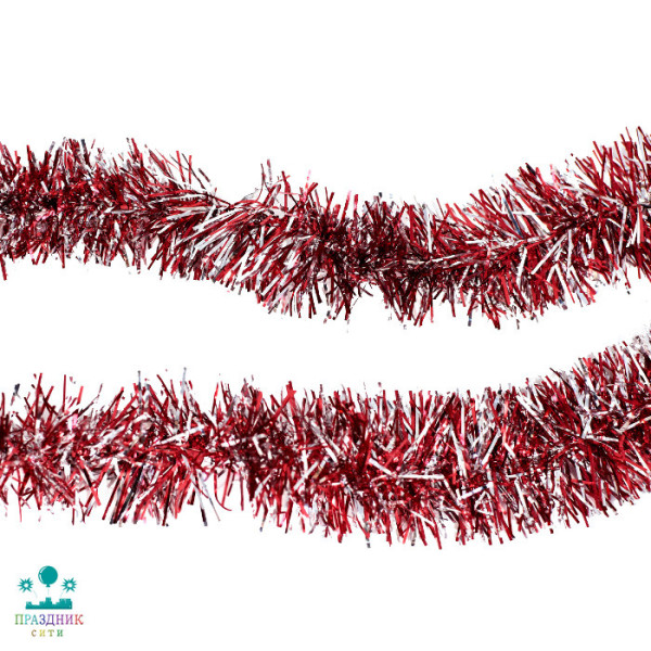 МИШУРА красно-серебряная 5,5 см 2 м