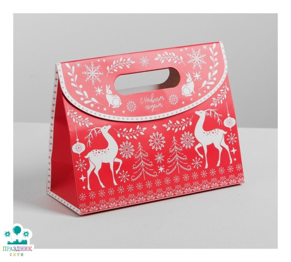 ПАКЕТ с клапаном «Новый год», 16 х12 х6 см.