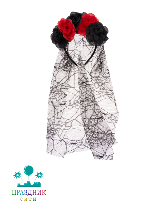 ОБОДОК Цветы на Хэллоуин с фатой