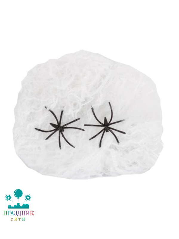 ПАУТИНА белая с 2 пауками 1х1м G