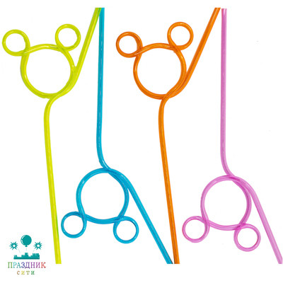 ТРУБОЧКА для коктейля Мышонок фигурные 4шт