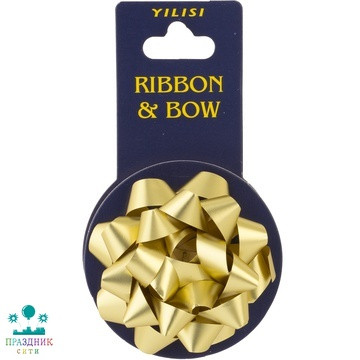 БАНТ Звезда 7см +Лента 4м сатин золот/G