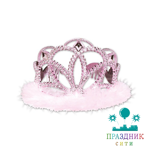 ТИАРА с перьями розовая