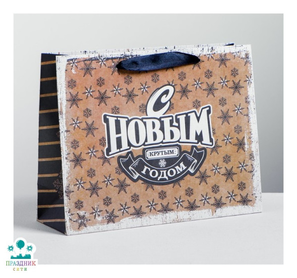 ПАКЕТ С Крутым годом! крафт, 23 х 18 х 8 см