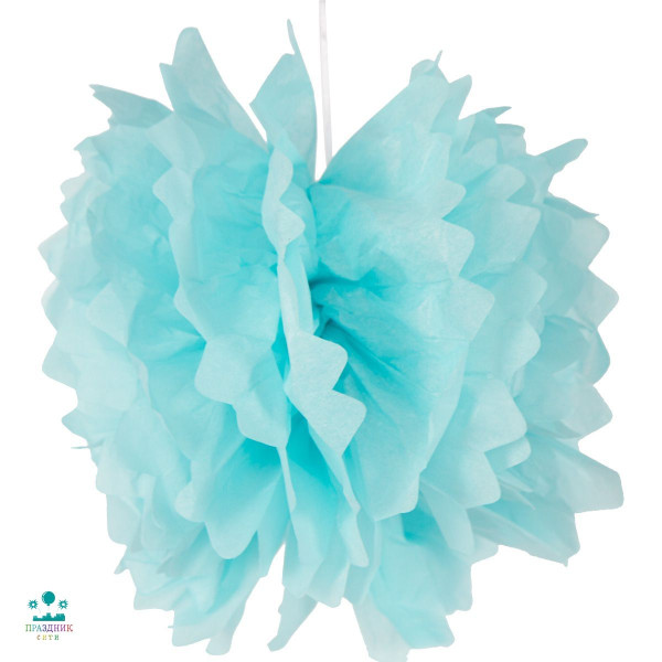 ПОМПОН бумажный голубой 40см