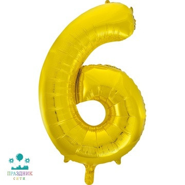 ШАР (Фольга) К ЦИФРА 6 40 in Gold