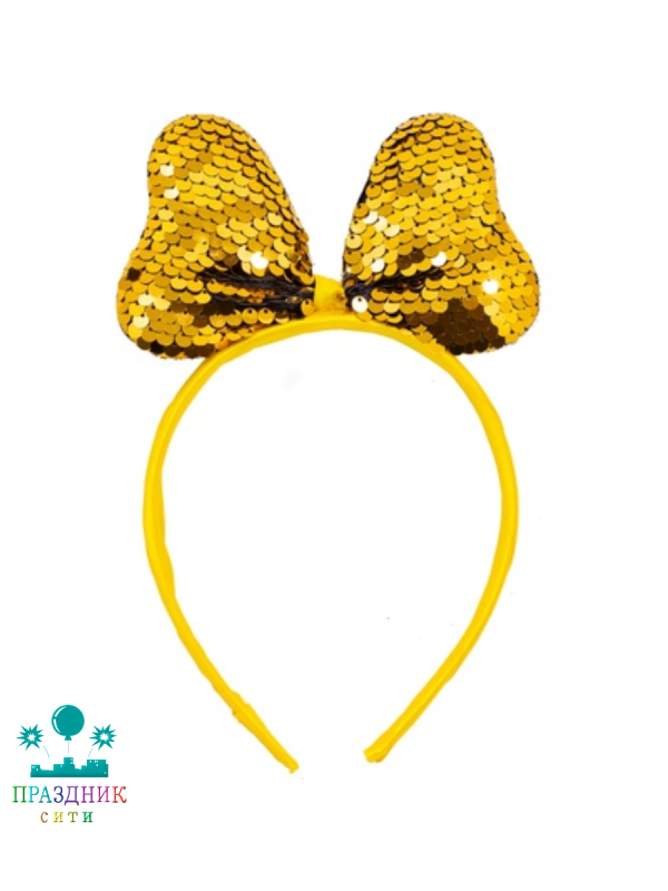 ОБОДОК Бантик с пайетками золотой G