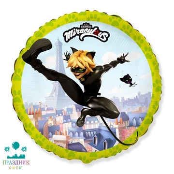 ШАР (Фольга) Ф 18 in Леди Баг Супер Кот летящий/FM