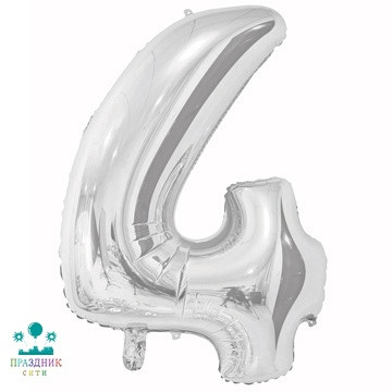 ШАР (Фольга) К ЦИФРА 4 40 in Silver