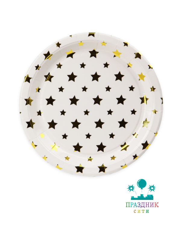 ТАРЕЛКА Звезды с зол.тиснением 18см 6шт