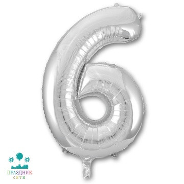 ШАР (Фольга) К ЦИФРА 6 65 in Silver