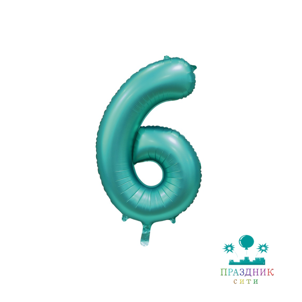 ШАР (Фольга) К ЦИФРА 6 65 in Сатин Teal