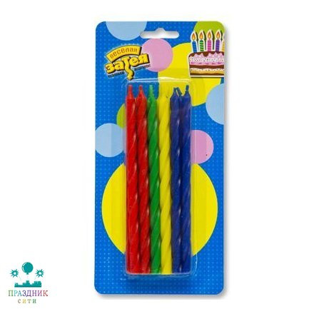 СВЕЧА д/торта Спираль мульти 14см 12шт/V