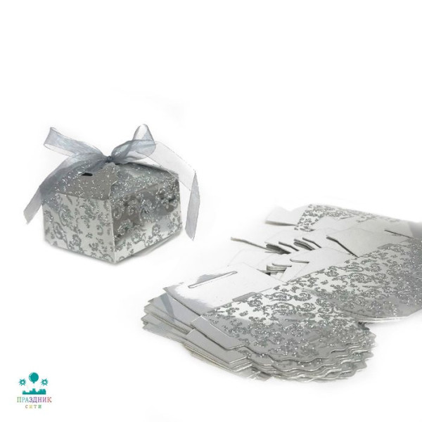 КОРОБКА Сборная квадрат 7,5х7,5х4,5см, серебро