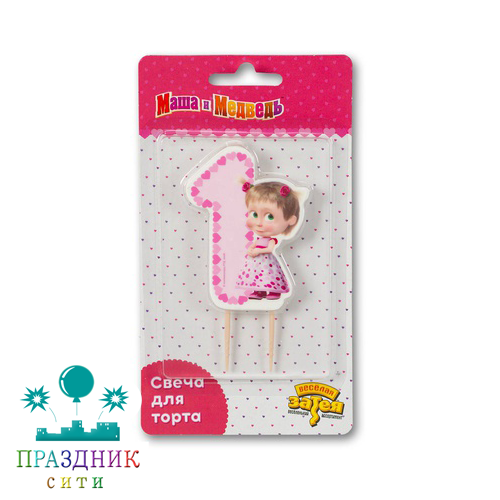 СВЕЧА-ЦИФРА 1 Маша Сердца 7,5см