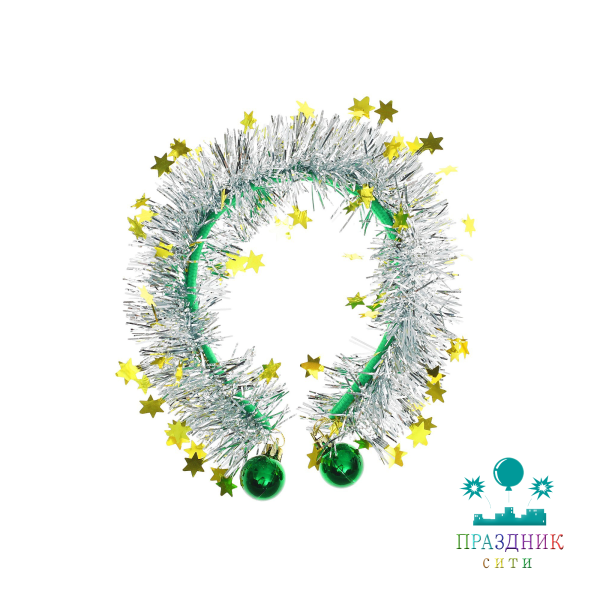 КАРНАВАЛЬНЫЙ ОБОДОК "Звёзды", цвет зелёный