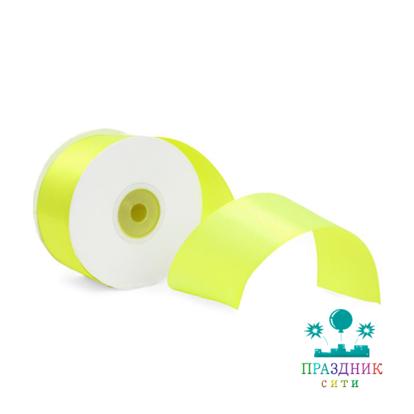 ЛЕНТА атлас 3,8 см неон желтая