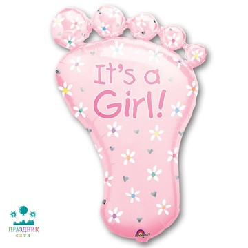 ШАР (Фольга) А ФИГУРА 65 in Стопа девочки розовая