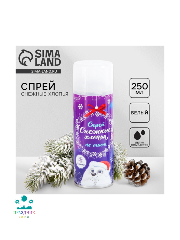 СПРЕЙ Снег «Снежные хлопья» 250 мл цвет белый