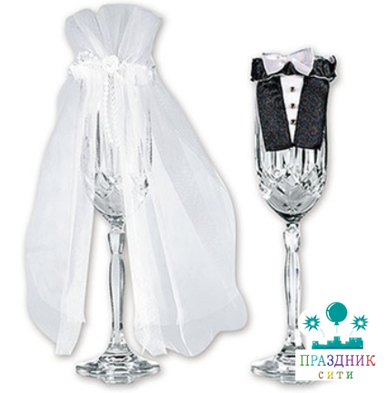 УКРАШЕНИЯ ДЛЯ БОКАЛОВ свадебное/А