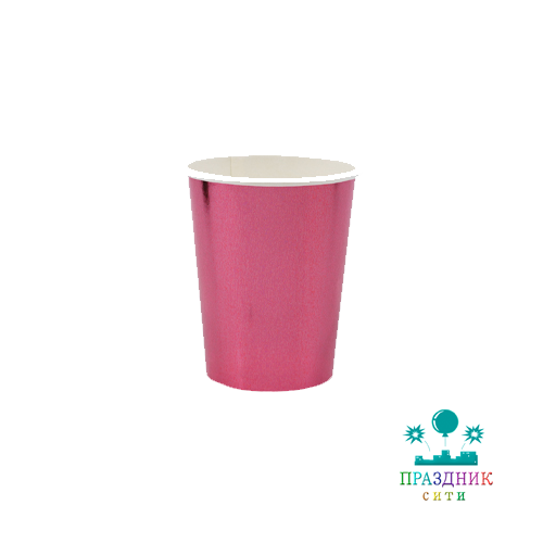 СТАКАН Розовый фольгированный 6шт