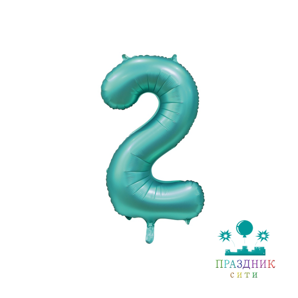 ШАР (Фольга) К ЦИФРА 2 65 in Сатин Teal