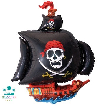 ШАР (Фольга) Мини ФИГУРА Корабль пиратский черный