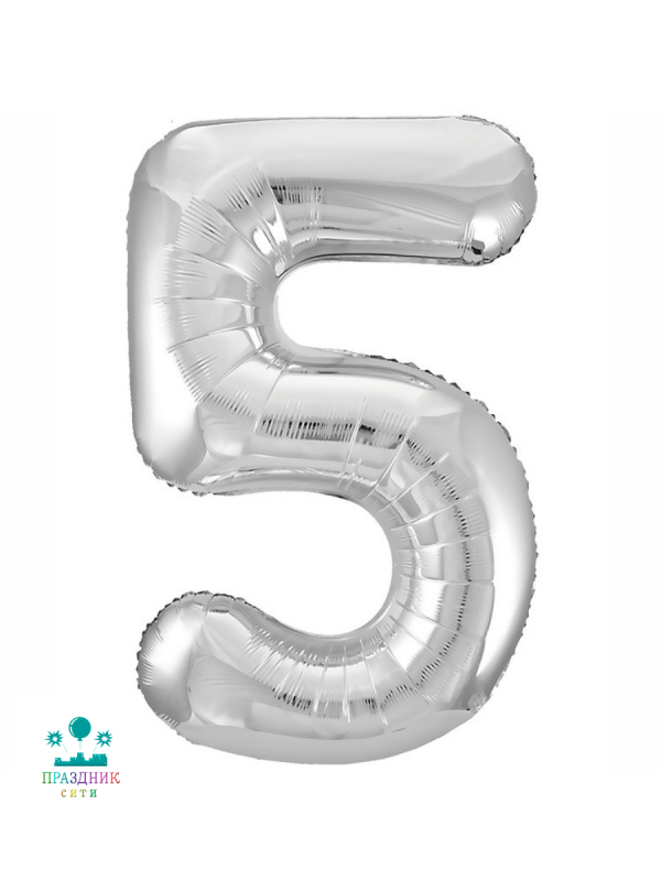 ШАР (Фольга) Р ЦИФРА 5 65 in Металлик Silver