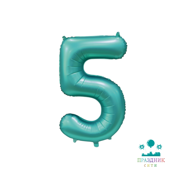 ШАР (Фольга) К ЦИФРА 5 65 in Сатин Teal