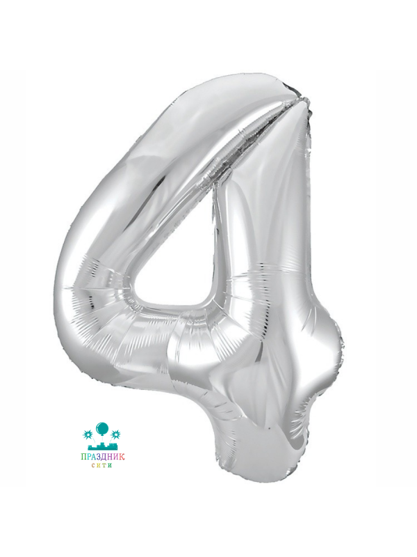 ШАР (Фольга) Р ЦИФРА 4 65 in Металлик Silver