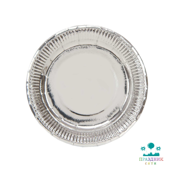 ТАРЕЛКА Серебряная фольгированная 17см 6шт