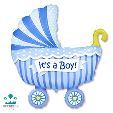 ШАР (Фольга) Ф ФИГУРА 35 in Коляска детская голубая/FM