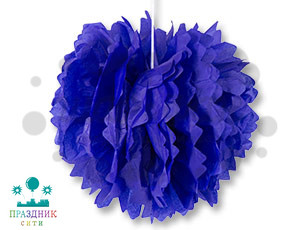 ПОМПОН бумажный синий 40см