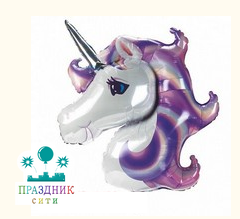 ШАР (Фольга) ФИГУРА 45 in Голова Единорога фиолетовая
